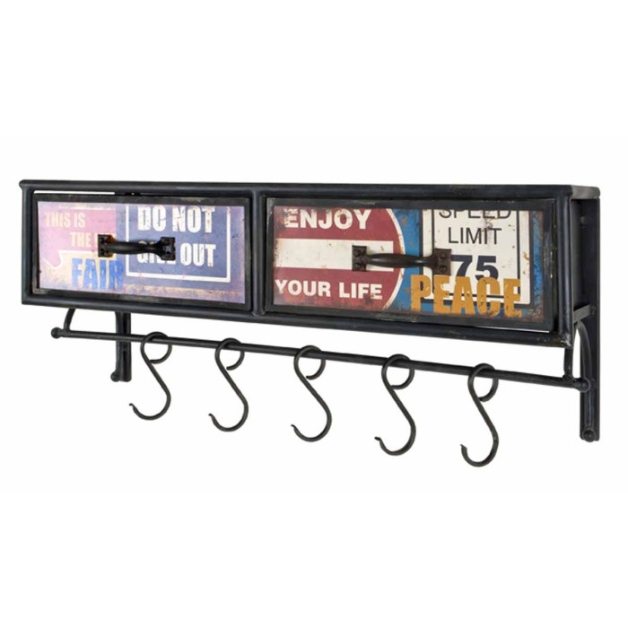 Paris Prix Patère Murale Vintage "Owen" 77cm Noir