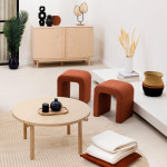 Paris Prix Pouf Bouclette Design "Sevi" 43cm Ambre