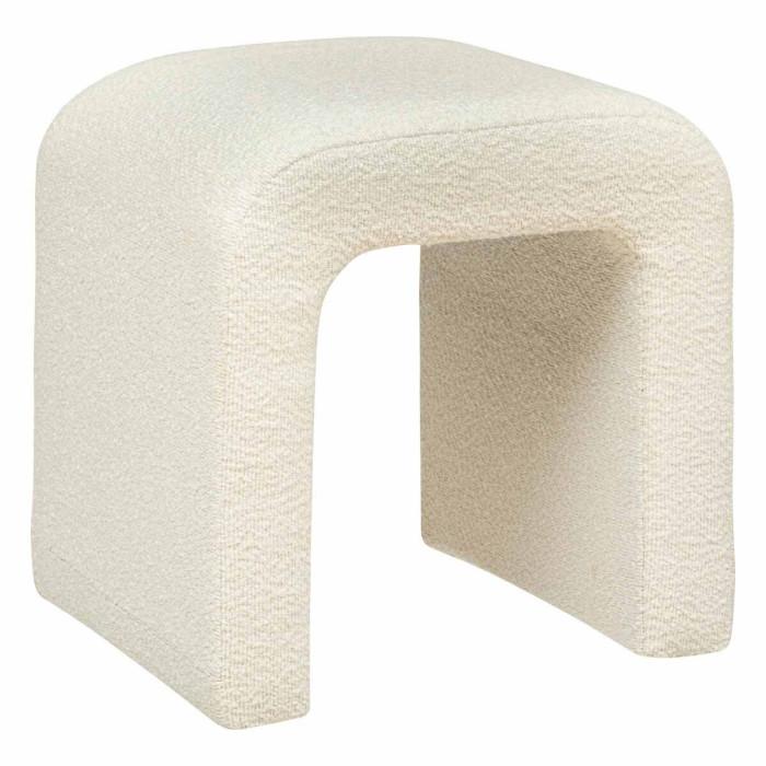 Paris Prix Pouf Bouclette Design "Sevi" 43cm Blanc