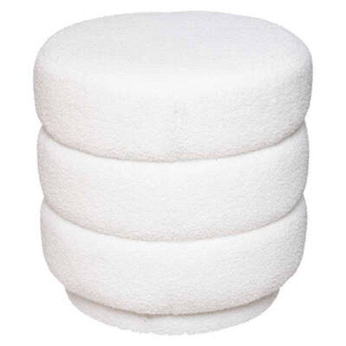 Paris Prix Pouf Bouclette Design "Sinan" 40cm Blanc