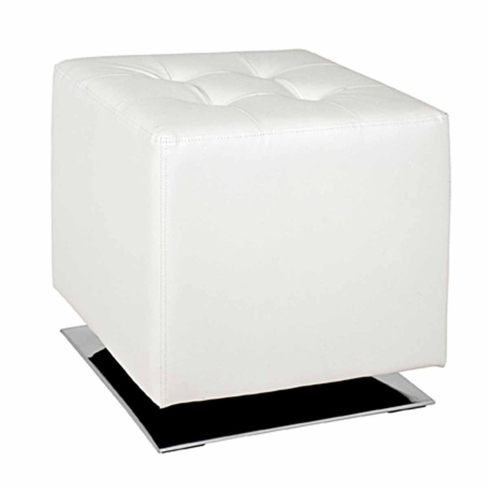 Paris Prix Pouf Carré Design "Hava" 42cm Blanc