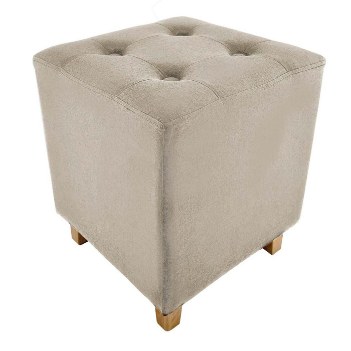 Paris Prix Pouf Carré Design "Hippolyte" 35cm Beige