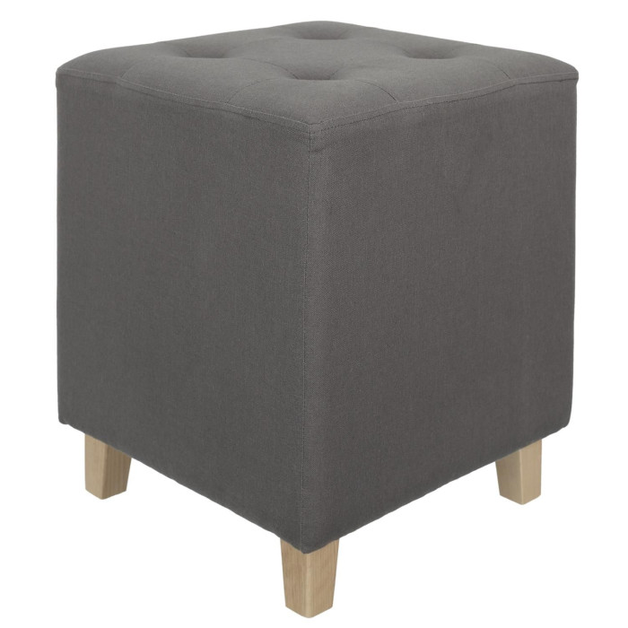 Paris Prix Pouf Carré Design "Hippolyte" 35cm Gris