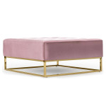 Paris Prix Pouf Carré En Velours "Lakota" 90cm Rose