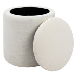 Paris Prix Pouf Coffre Bouclette "Kaydi" 37cm Blanc
