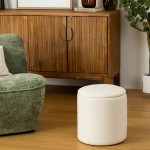 Paris Prix Pouf Coffre Bouclette "Kaydi" 37cm Blanc