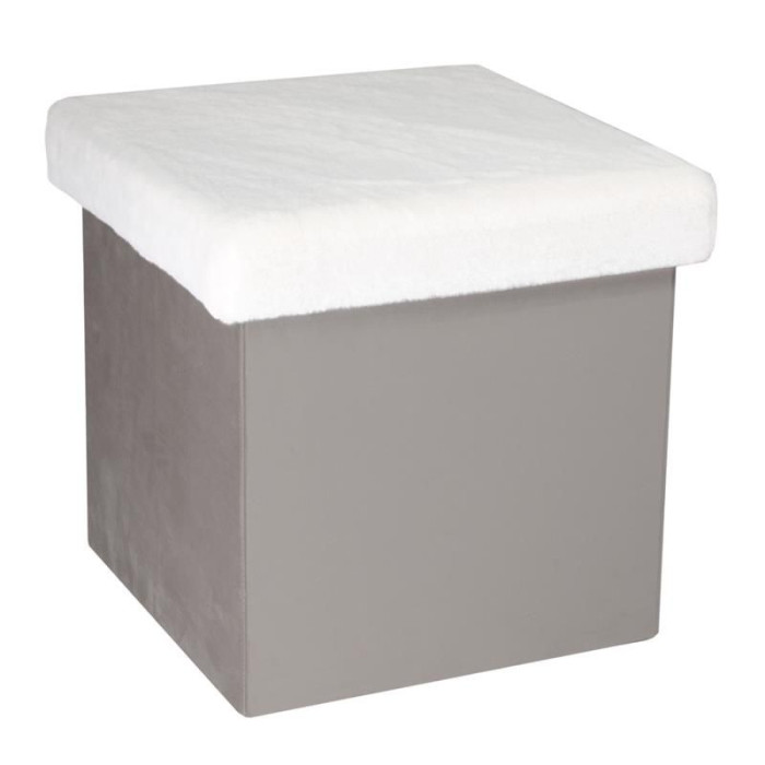Paris Prix Pouf & Coffre De Rangement "Léo" 38cm Gris