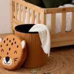 Paris Prix Pouf Coffre Pliable "Léopard" 36cm Orange