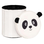 Paris Prix Pouf Coffre Pliable "Panda" 38cm Blanc