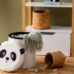 Paris Prix Pouf Coffre Pliable "Panda" 38cm Blanc