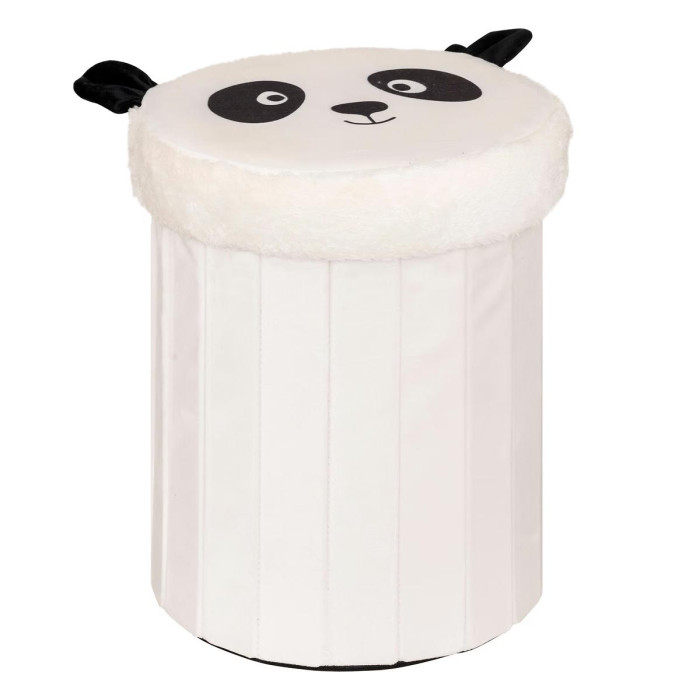 Paris Prix Pouf Coffre Pliable "Panda" 38cm Blanc