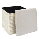 Paris Prix Pouf Coffre Pliable "Tressé" 38cm Gris