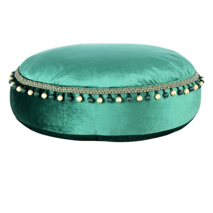 Paris Prix Pouf Déco à Pompons "Taj Mahal" 65cm Vert