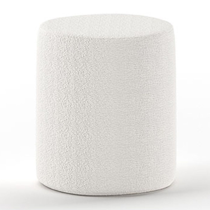 Paris Prix Pouf Design Bouclé "Moon" 41cm Blanc