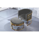 Paris Prix Pouf Design En Velours "Honey" 75cm Gris