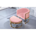 Paris Prix Pouf Design En Velours "Honey" 75cm Rose
