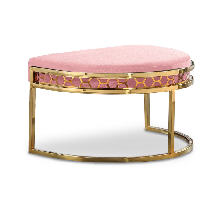 Paris Prix Pouf Design En Velours "Honey" 75cm Rose