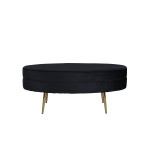 Paris Prix Pouf Design En Velours "Otto" 100cm Noir