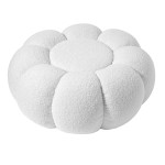 Paris Prix Pouf Design Fleur "Bouclette" 61cm Blanc