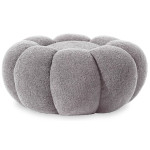 Paris Prix Pouf Design Fleur "Bouclette" 61cm Gris