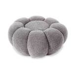 Paris Prix Pouf Design Fleur "Bouclette" 61cm Gris
