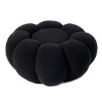 Paris Prix Pouf Design Fleur "Bouclette" 61cm Noir
