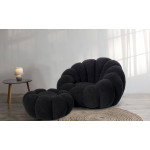 Paris Prix Pouf Design Fleur "Bouclette" 61cm Noir