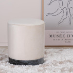 Paris Prix Pouf En Velours "Benji" 42cm Beige