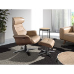 Paris Prix Pouf Pivotant En Cuir "Mervin" 52cm Sable