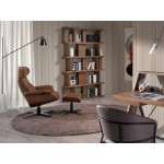 Paris Prix Pouf Pivotant En Cuir "Mervin" 53cm Camel