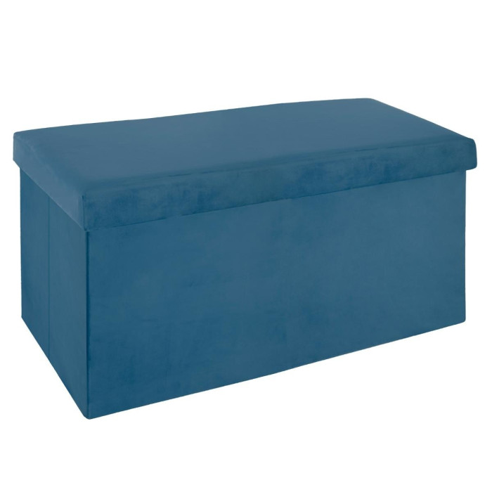 Paris Prix Pouf Pliable En Velours "Tess" 76cm Bleu