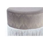 Paris Prix Pouf Rond à Franges "Cleopatra" 41cm Gris