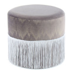 paris prix Pouf Rond à Franges "Cleopatra" 41cm Gris