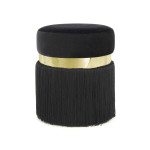 Paris Prix Pouf Rond Bicolore "Rebecca" 45cm Noir & Or