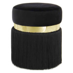 paris prix Pouf Rond Bicolore "Rebecca" 45cm Noir & Or