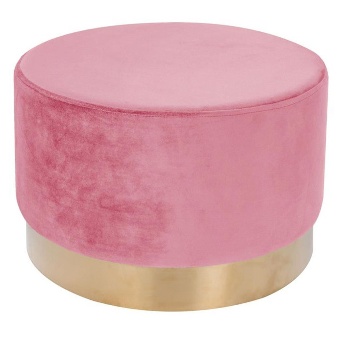 Paris Prix Pouf Rond Déco "Nano" 55cm Rose Foncé