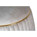 Paris Prix Pouf Rond Design "Doric" 53cm Taupe & Or