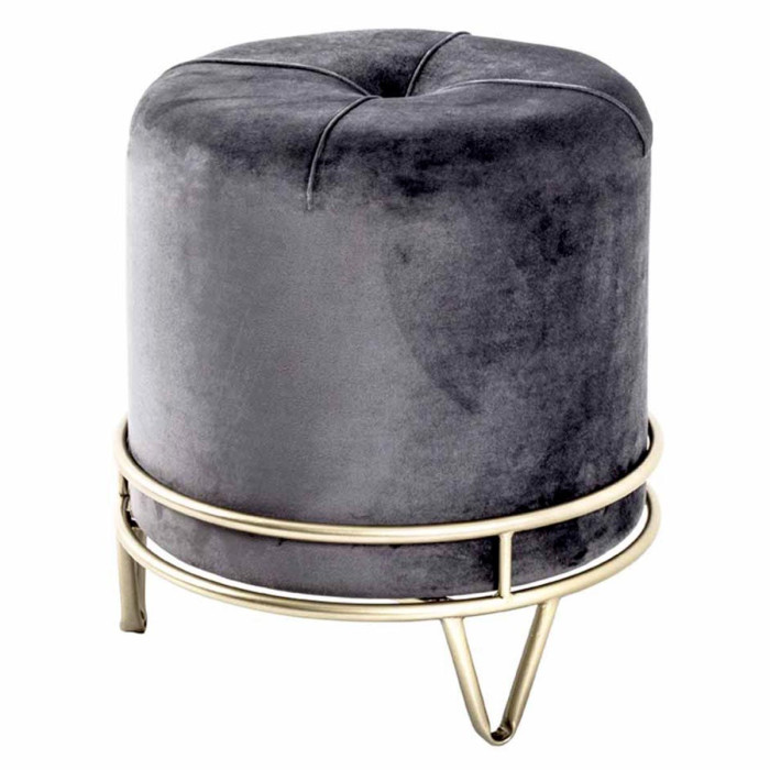 Paris Prix Pouf Rond Design "Love Is All" 40cm Gris