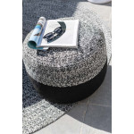 Paris Prix Pouf Rond Design "Miami" 50cm Noir & Blanc