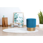 Paris Prix Pouf Rond Design "Nano" 42cm Bleu