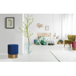 Paris Prix Pouf Rond Design "Nano" 42cm Bleu Foncé