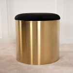 Paris Prix Pouf Rond Design "Puff" 46cm Noir & Or