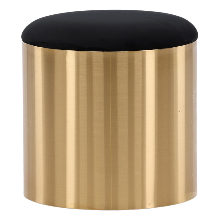 Paris Prix Pouf Rond Design "Puff" 46cm Noir & Or