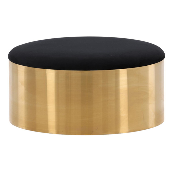 Paris Prix Pouf Rond Design "Puff" 75cm Noir & Or
