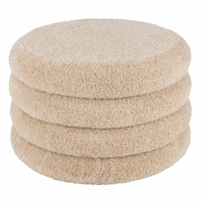 Paris Prix Pouf Rond Design "Teddy" 65cm Beige