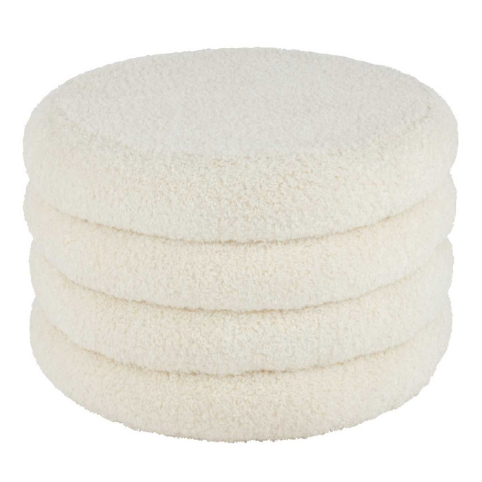 Paris Prix Pouf Rond Design "Teddy" 65cm Blanc