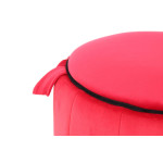 Paris Prix Pouf Rond Velours "Reese" 43cm Rouge