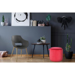 Paris Prix Pouf Rond Velours "Reese" 43cm Rouge