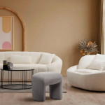 Paris Prix Pouf Tissu Bouclette "Aria" 46cm Gris