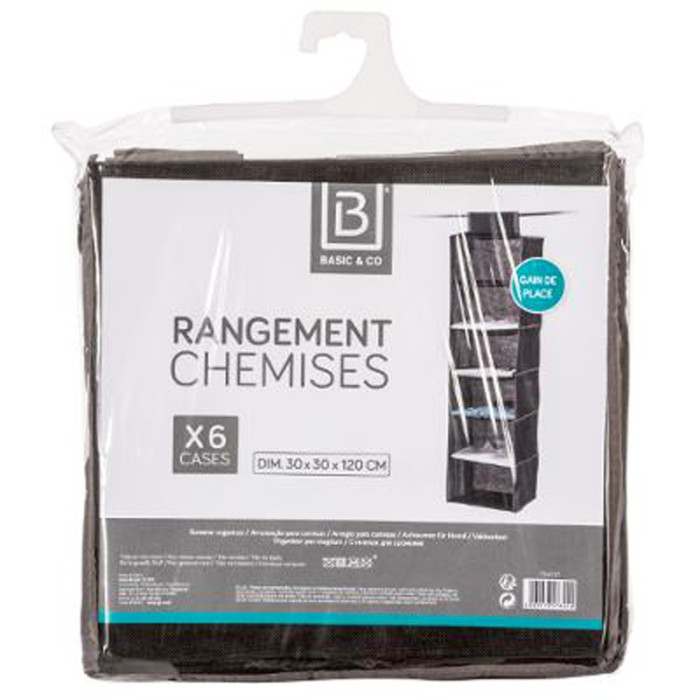 Paris Prix Range-Chemises 6 Cases "Order" 120cm Noir